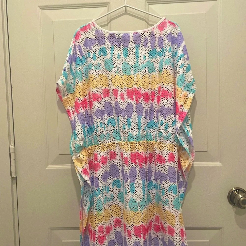The Children’s Place Tie Dye Rainbow Lace Swim Cover-Up Dress, Slim Poncho Style